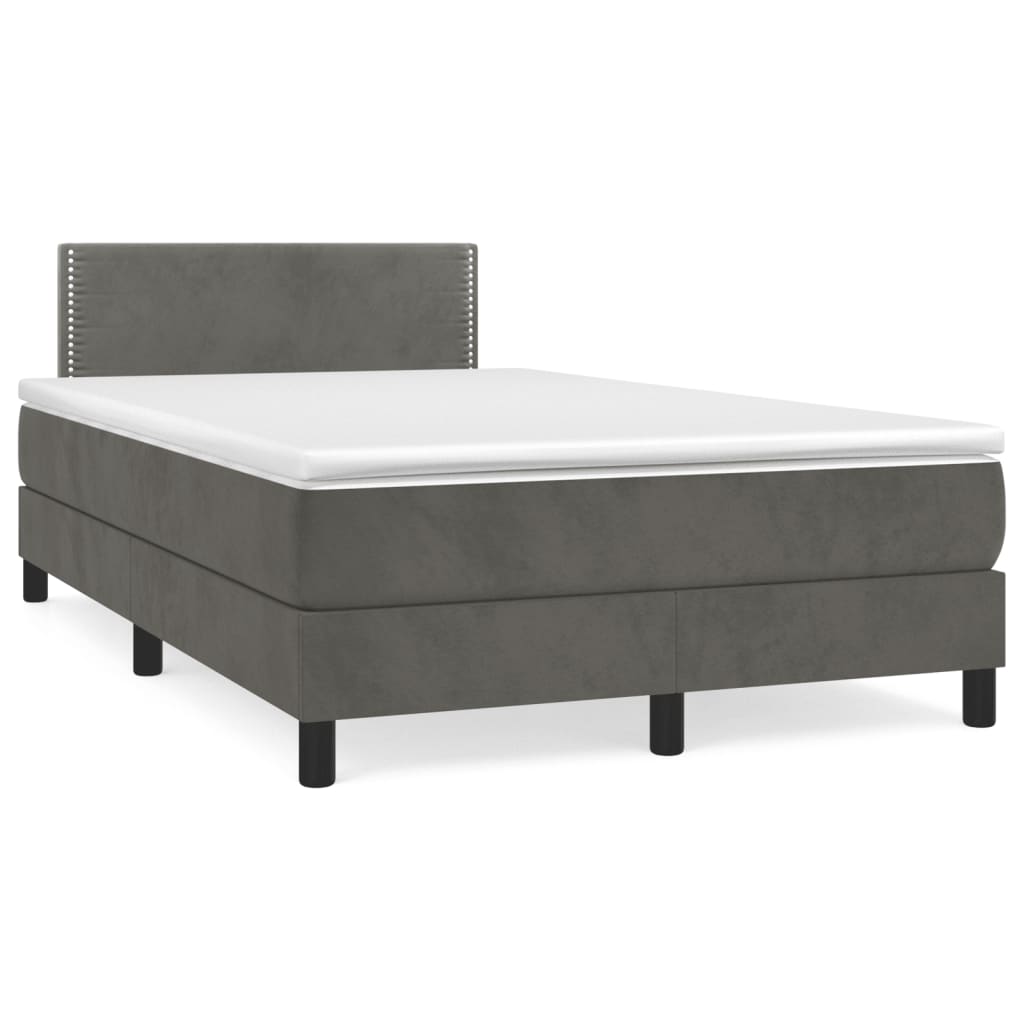 Sommier à lattes de lit et matelas gris foncé 120x190cm velours - XIOS