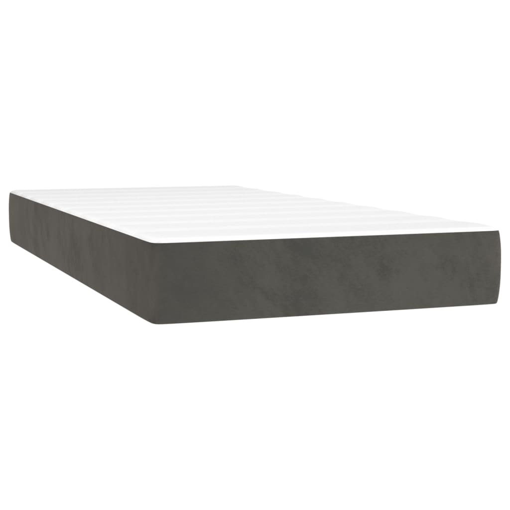 Sommier à lattes de lit et matelas gris foncé 120x190cm velours - XIOS