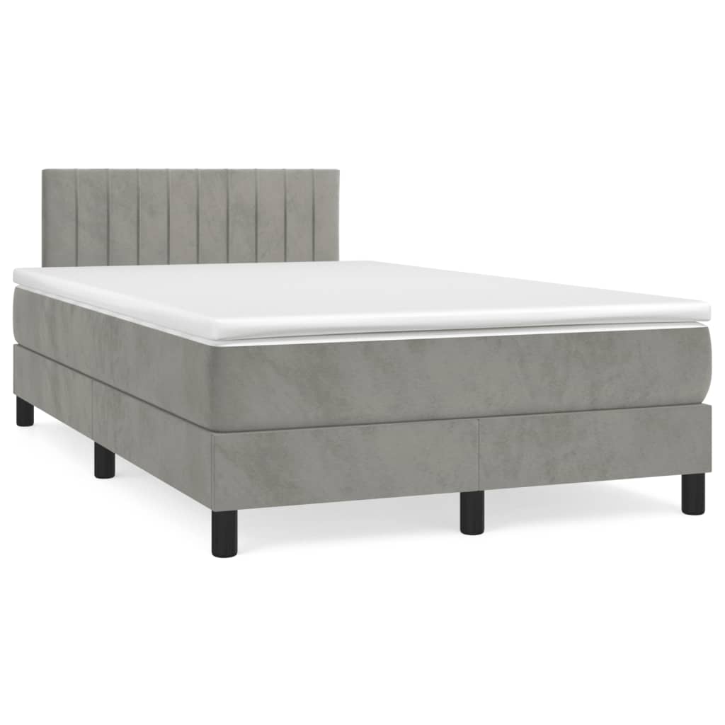 Sommier à lattes de lit et matelas gris clair 120x190cm velours - XIOS