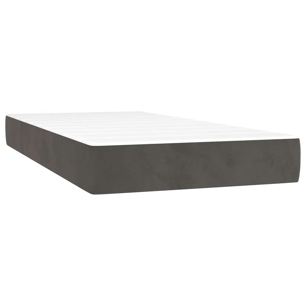 Sommier à lattes de lit et matelas gris foncé 120x190cm velours - XIOS