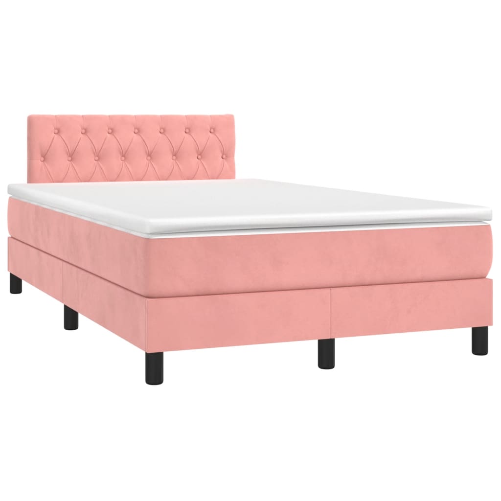 Sommier à lattes de lit avec matelas rose 120x190 cm velours - XIOS