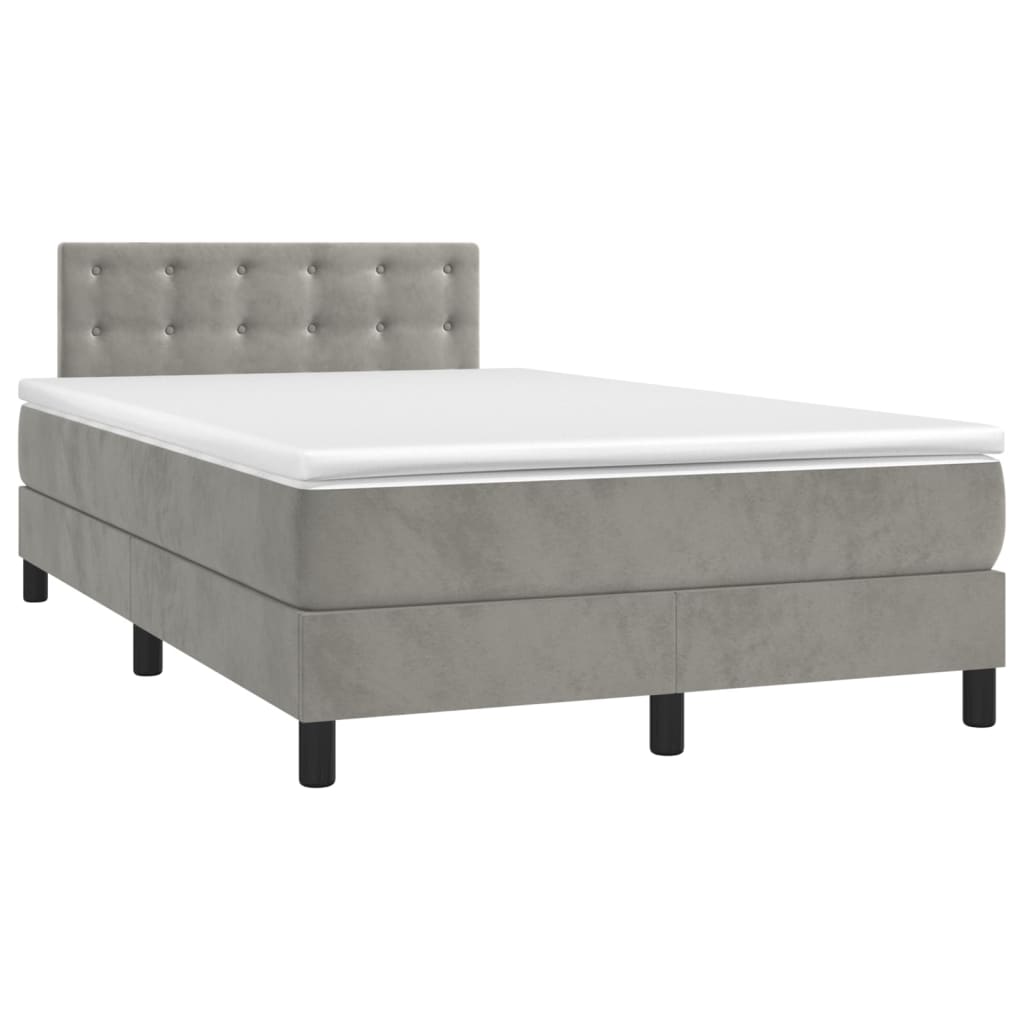 Sommier à lattes de lit et matelas gris clair 120x190cm velours - XIOS