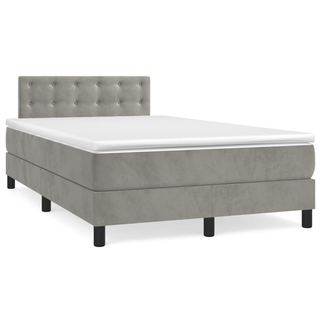 Sommier à lattes de lit et matelas gris clair 120x190cm velours - XIOS