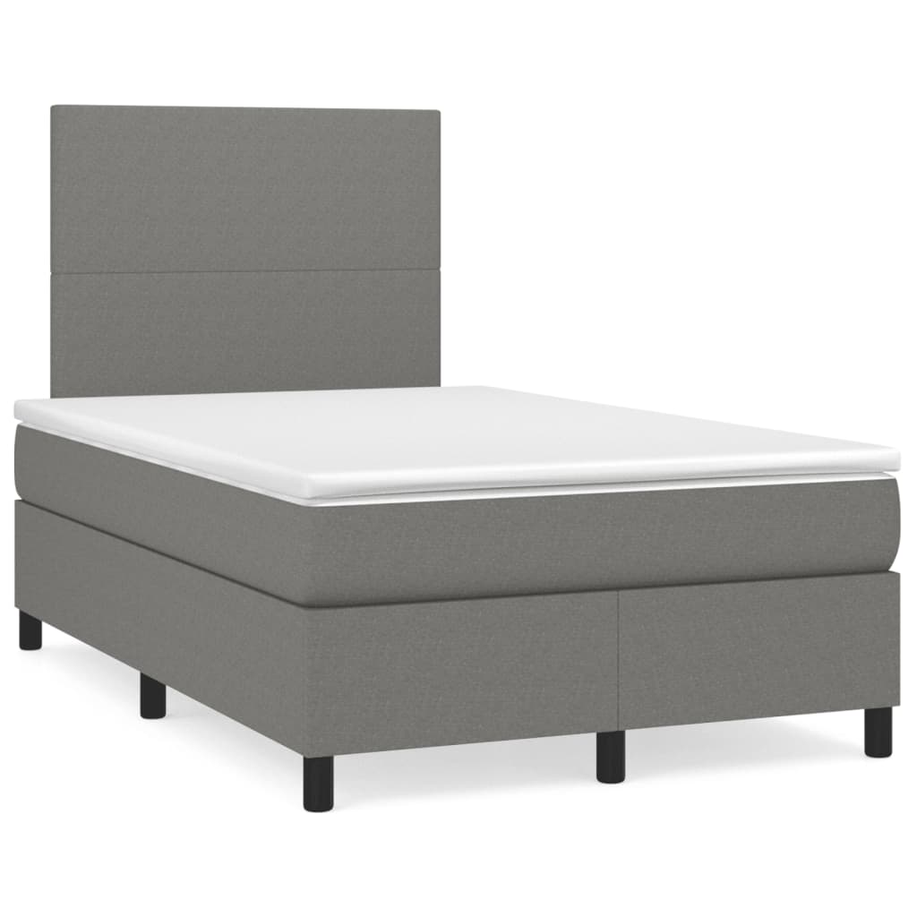 Sommier à lattes de lit avec matelas gris foncé 120x190cm tissu - XIOS