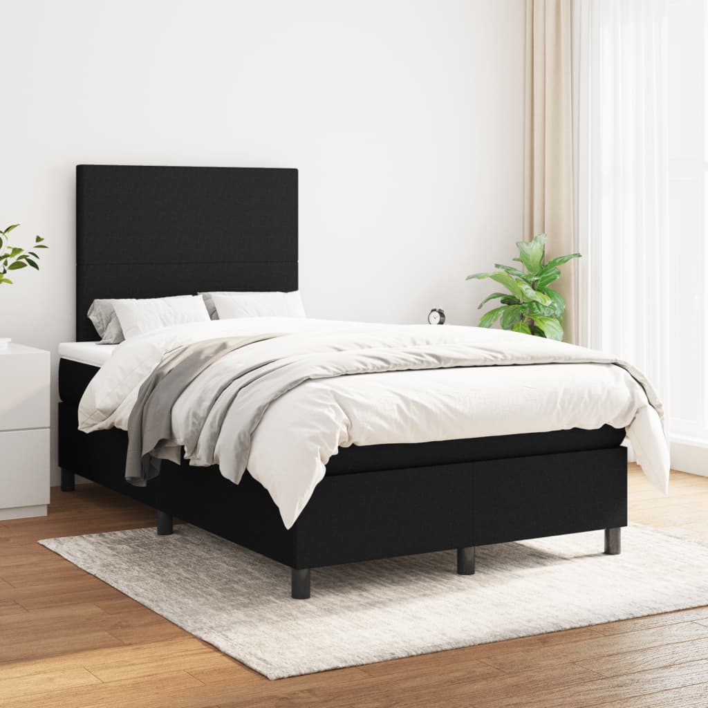 Sommier à lattes de lit avec matelas noir 120x190 cm tissu - XIOS