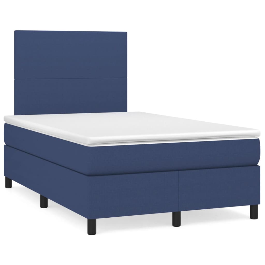 Sommier à lattes de lit avec matelas bleu 120x190 cm tissu - XIOS