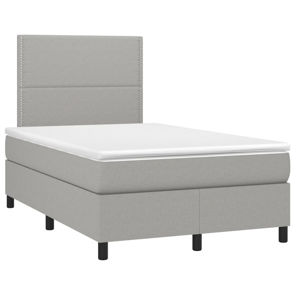Sommier à lattes de lit et matelas gris clair 120x190 cm tissu - XIOS