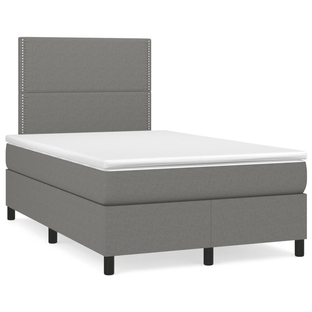 Sommier à lattes de lit avec matelas gris foncé 120x190cm tissu - XIOS