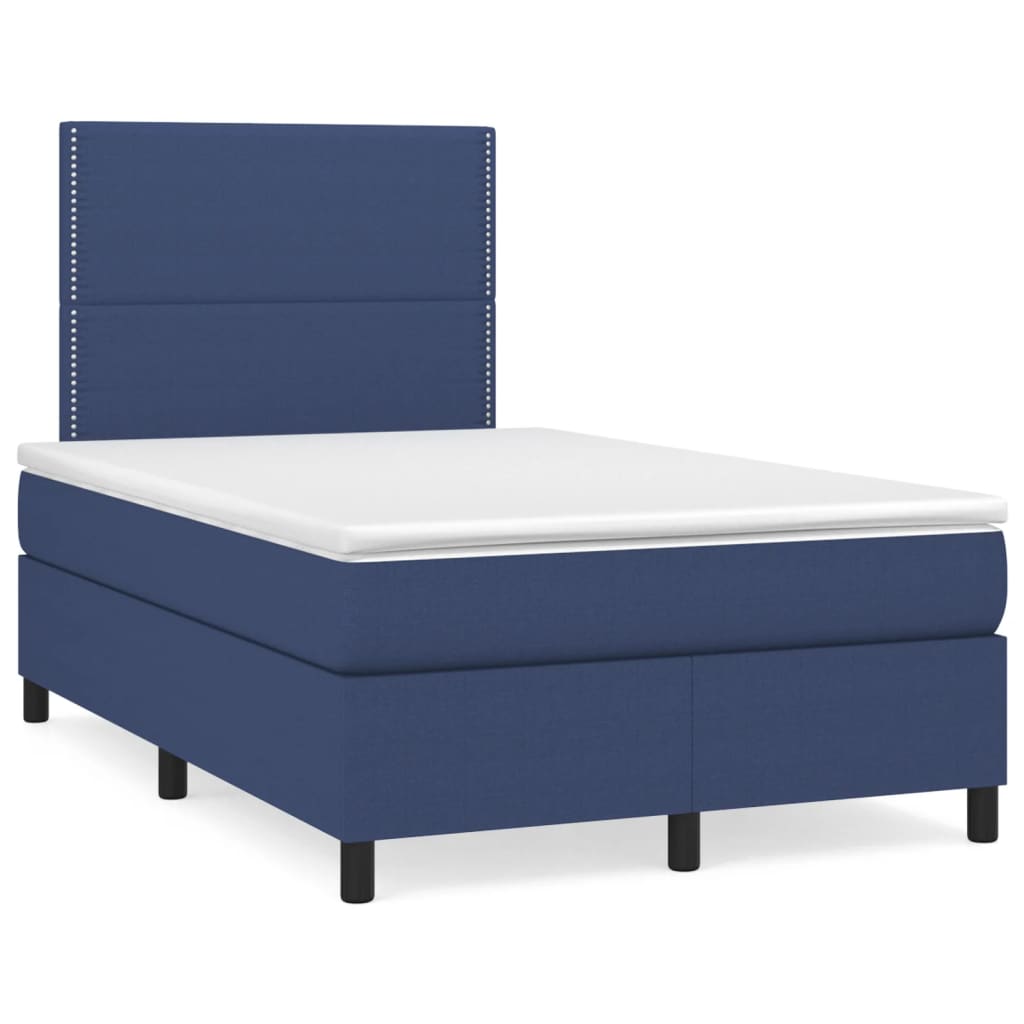 Sommier à lattes de lit avec matelas bleu 120x190 cm tissu - XIOS