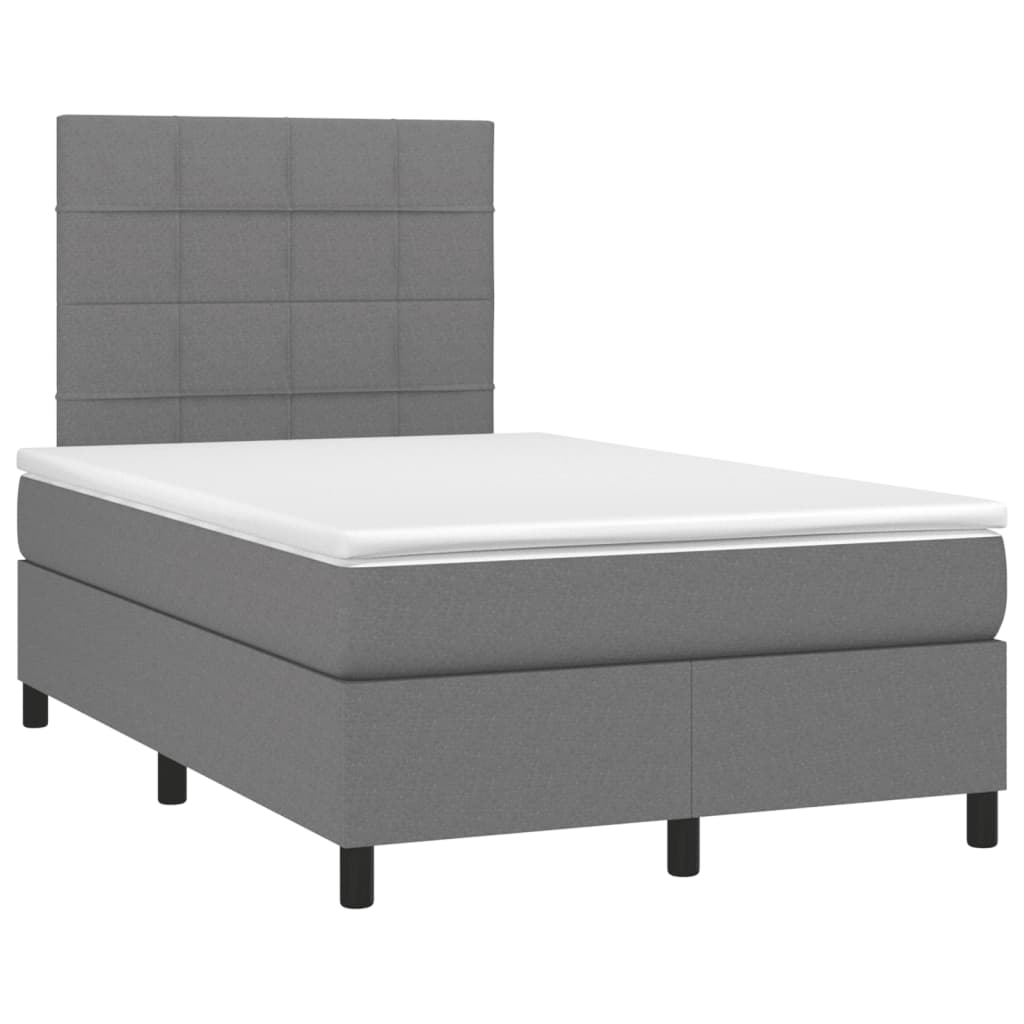 Sommier à lattes de lit avec matelas gris foncé 120x190cm tissu - XIOS