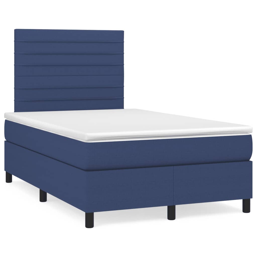 Sommier à lattes de lit avec matelas bleu 120x190 cm tissu - XIOS