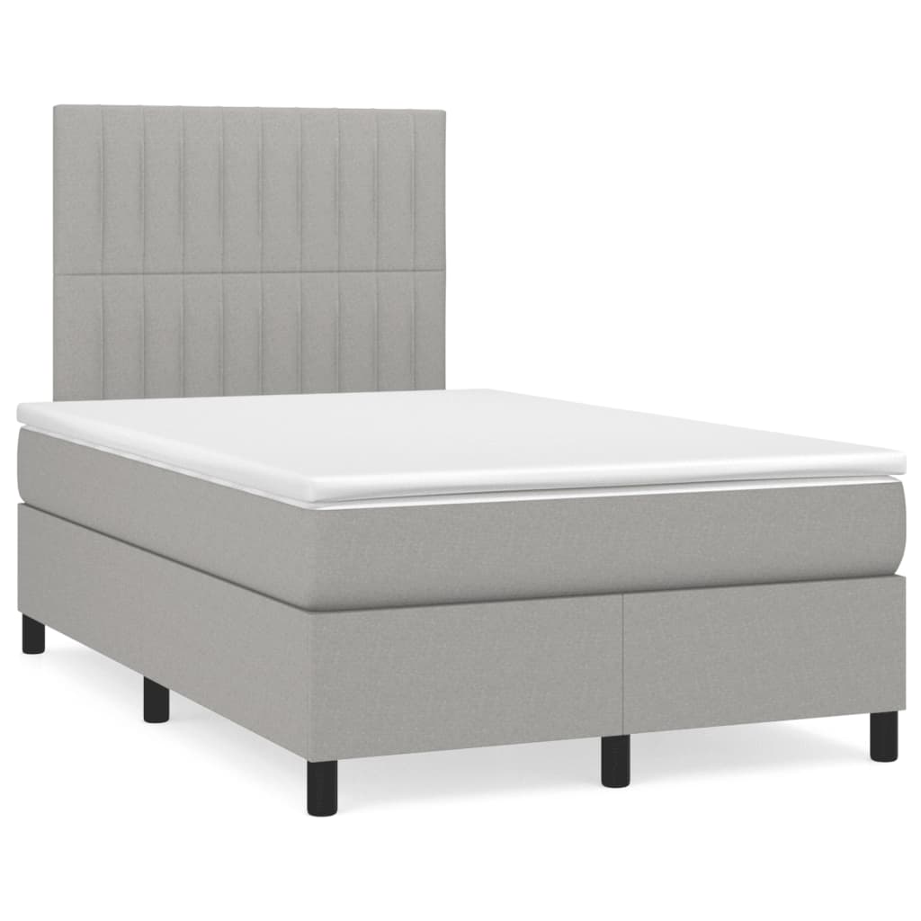 Sommier à lattes de lit et matelas gris clair 120x190 cm tissu - XIOS