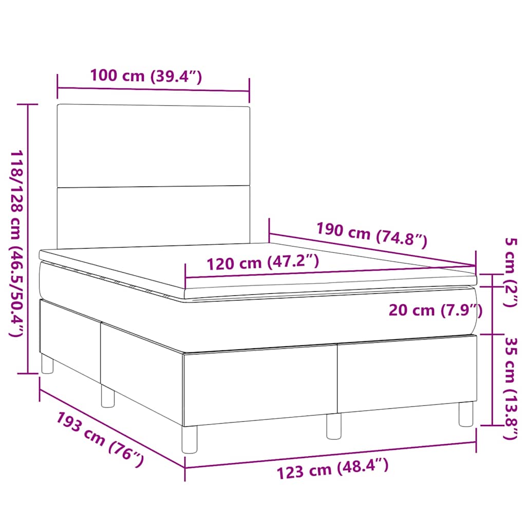 Sommier à lattes de lit avec matelas noir 120x190 cm tissu - XIOS
