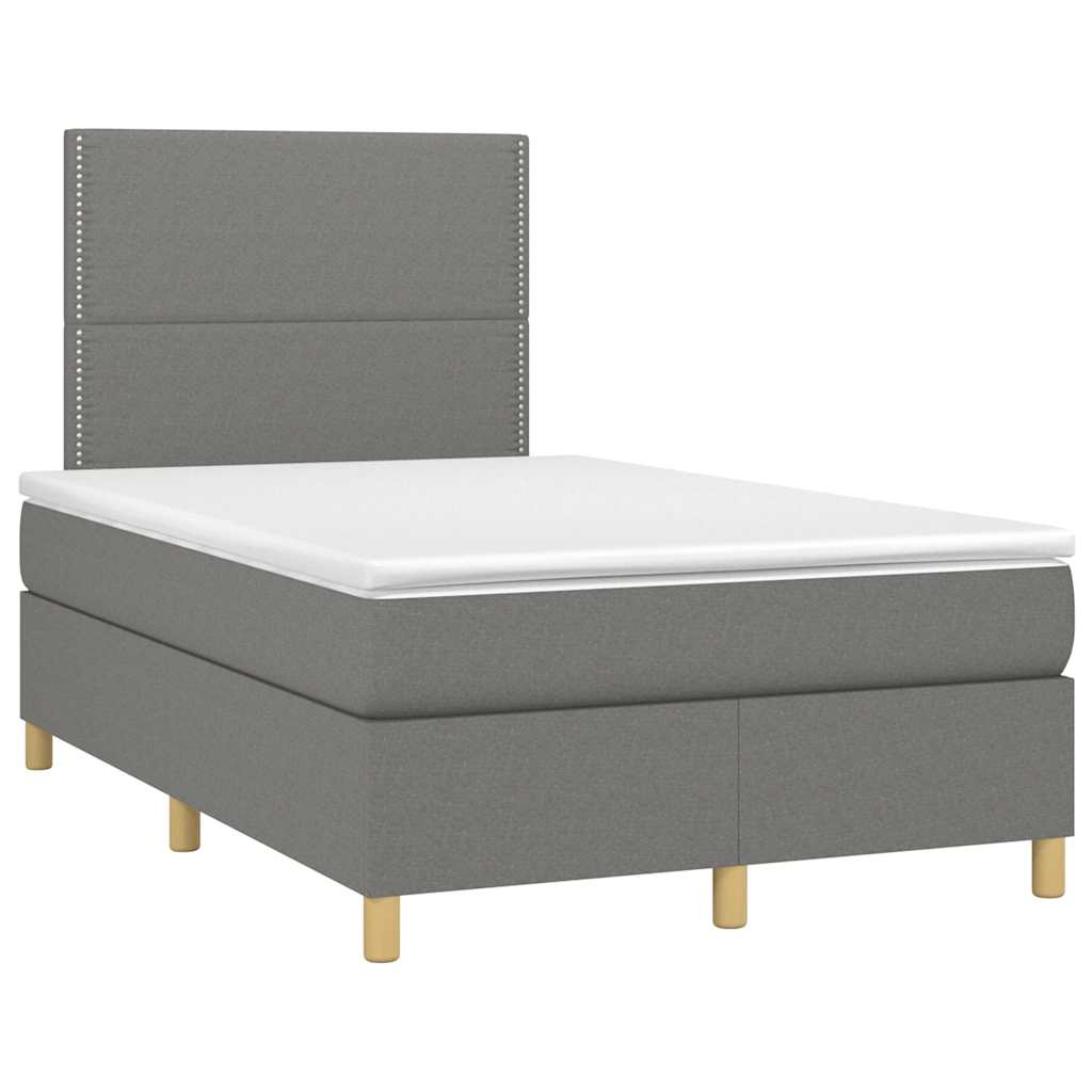 Sommier à lattes de lit avec matelas gris foncé 120x190cm tissu - XIOS