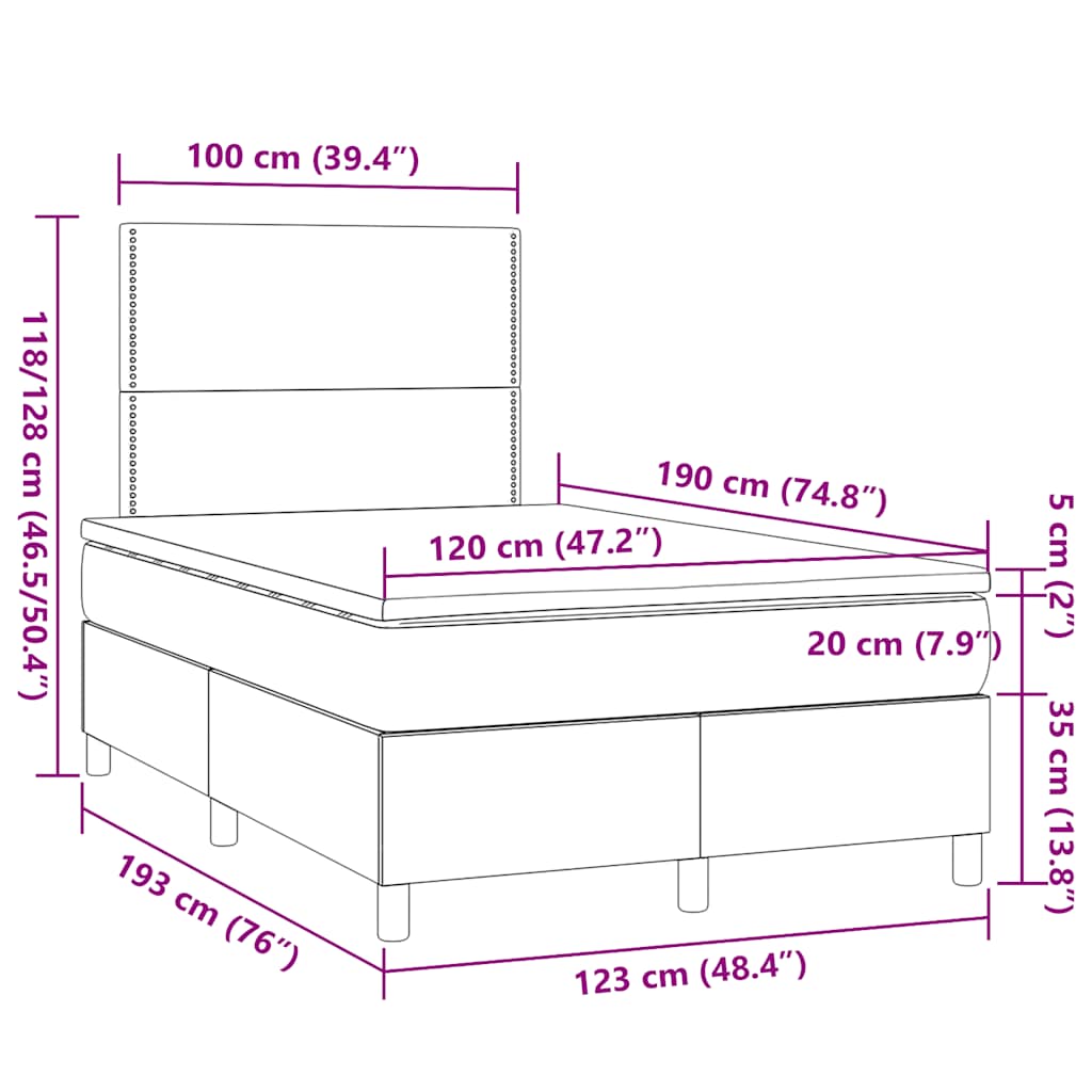 Sommier à lattes de lit avec matelas gris foncé 120x190cm tissu - XIOS