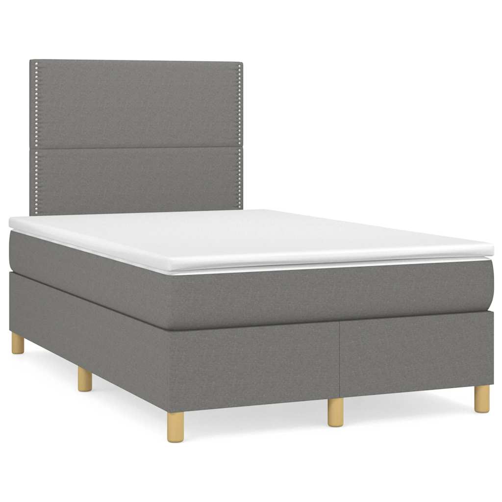 Sommier à lattes de lit avec matelas gris foncé 120x190cm tissu - XIOS