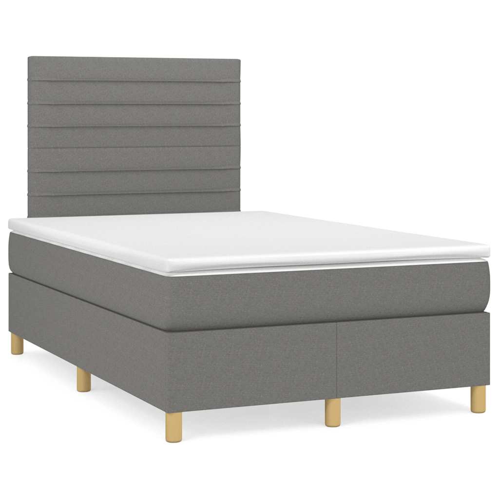 Sommier à lattes de lit avec matelas gris foncé 120x190cm tissu - XIOS