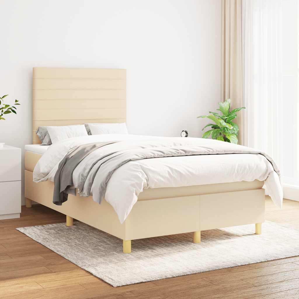 Sommier à lattes de lit avec matelas crème 120x190 cm tissu - XIOS