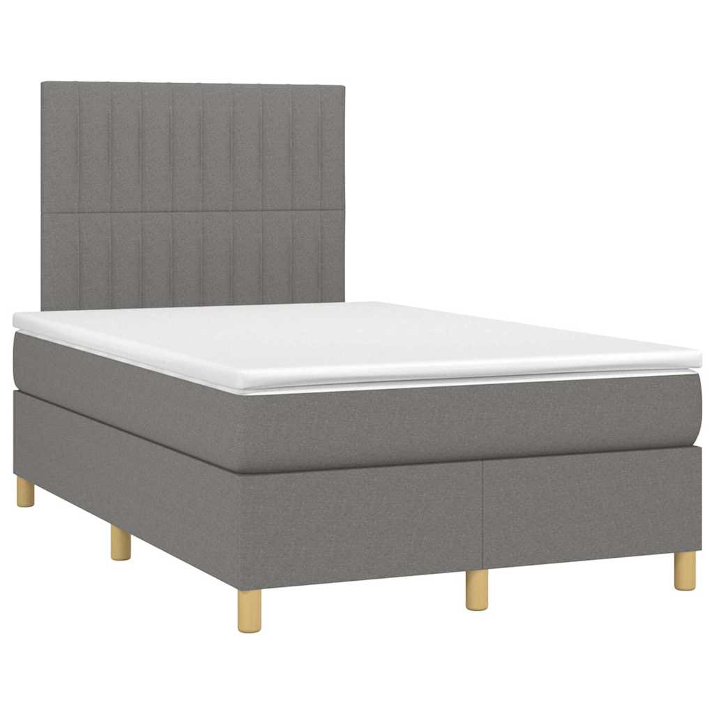 Sommier à lattes de lit avec matelas gris foncé 120x190cm tissu - XIOS