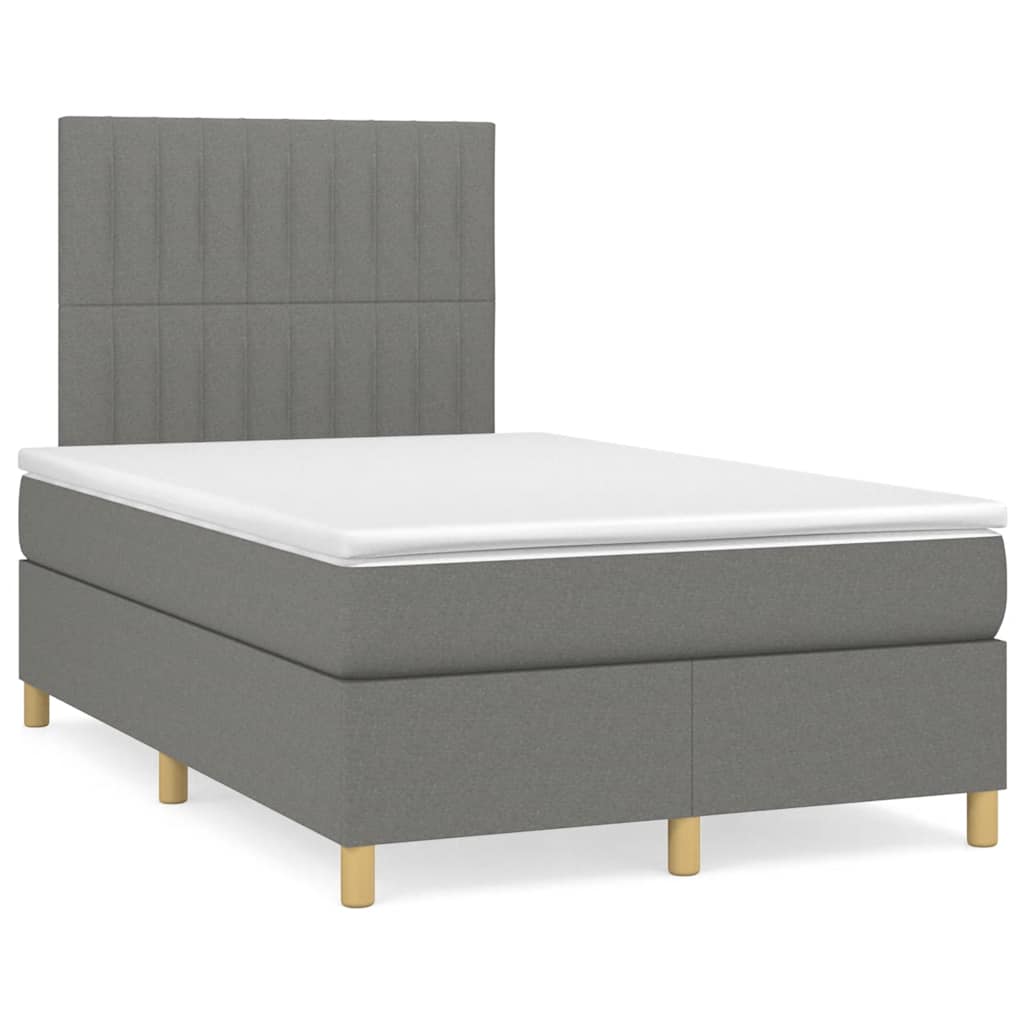 Sommier à lattes de lit avec matelas gris foncé 120x190cm tissu - XIOS