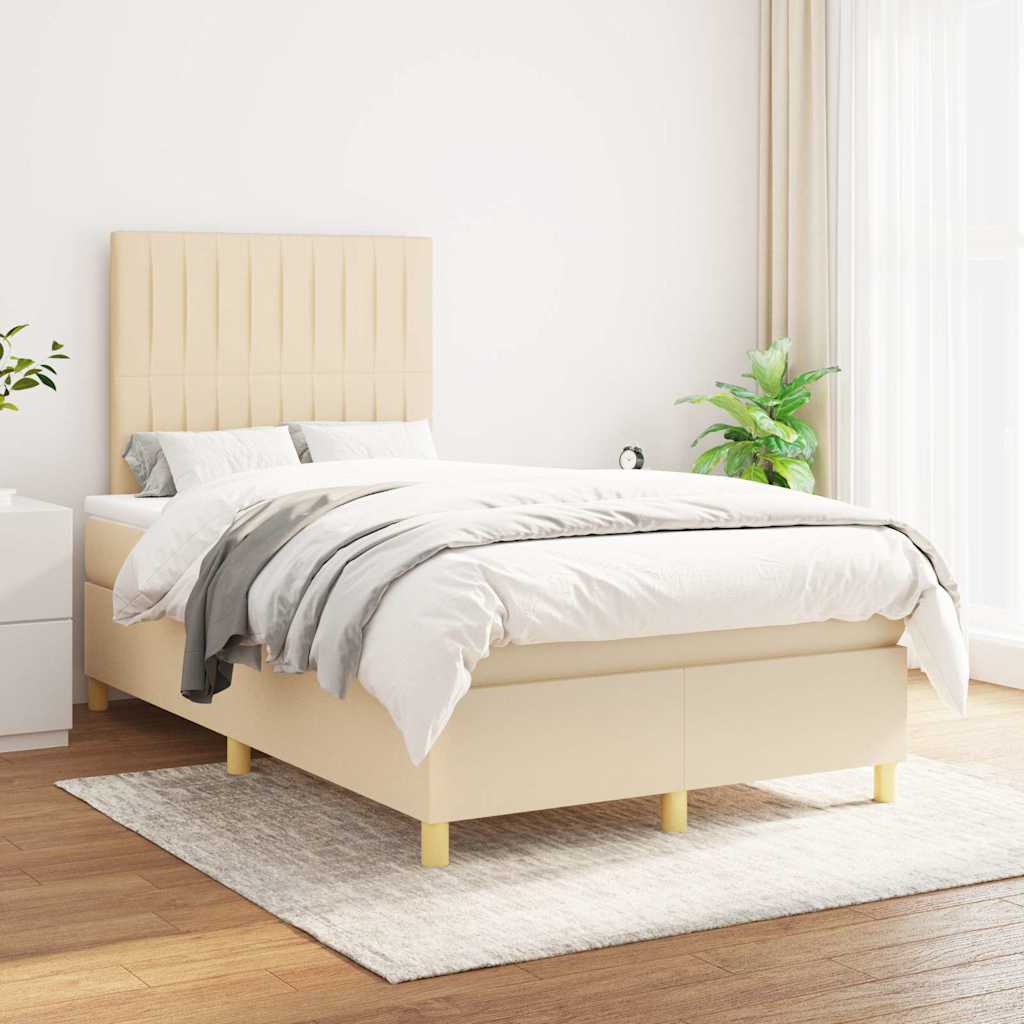 Sommier à lattes de lit avec matelas crème 120x190 cm tissu - XIOS