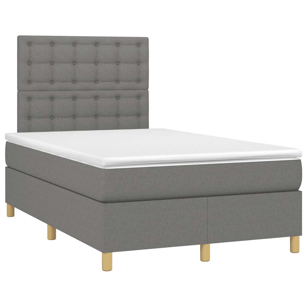 Sommier à lattes de lit avec matelas gris foncé 120x190cm tissu - XIOS