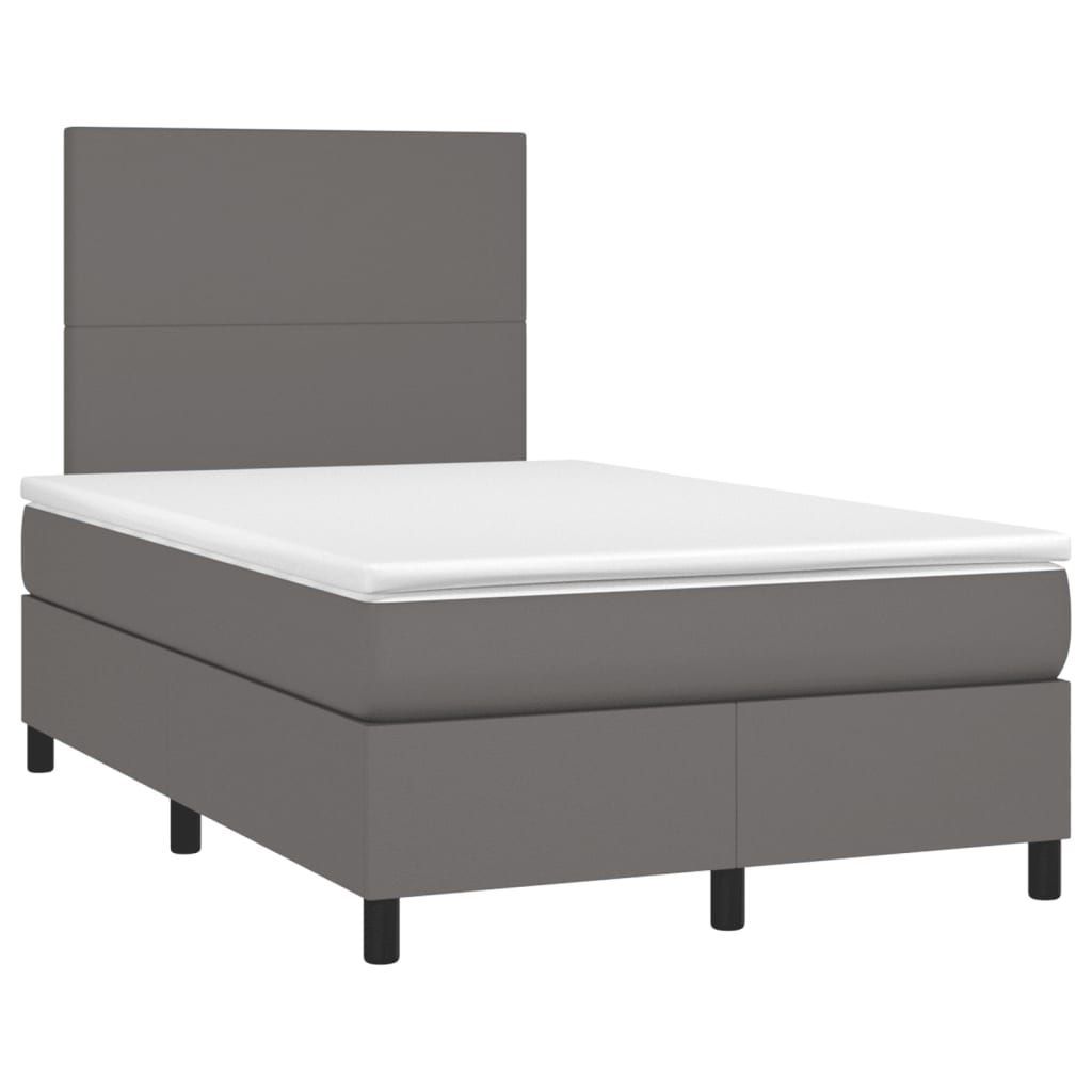 Sommier à lattes de lit avec matelas gris 120x190 cm similicuir - XIOS