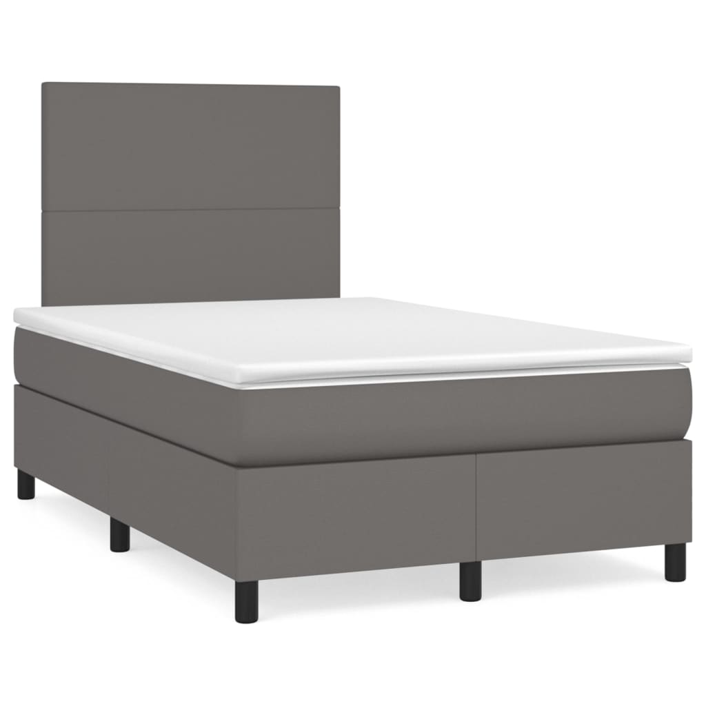 Sommier à lattes de lit avec matelas gris 120x190 cm similicuir - XIOS