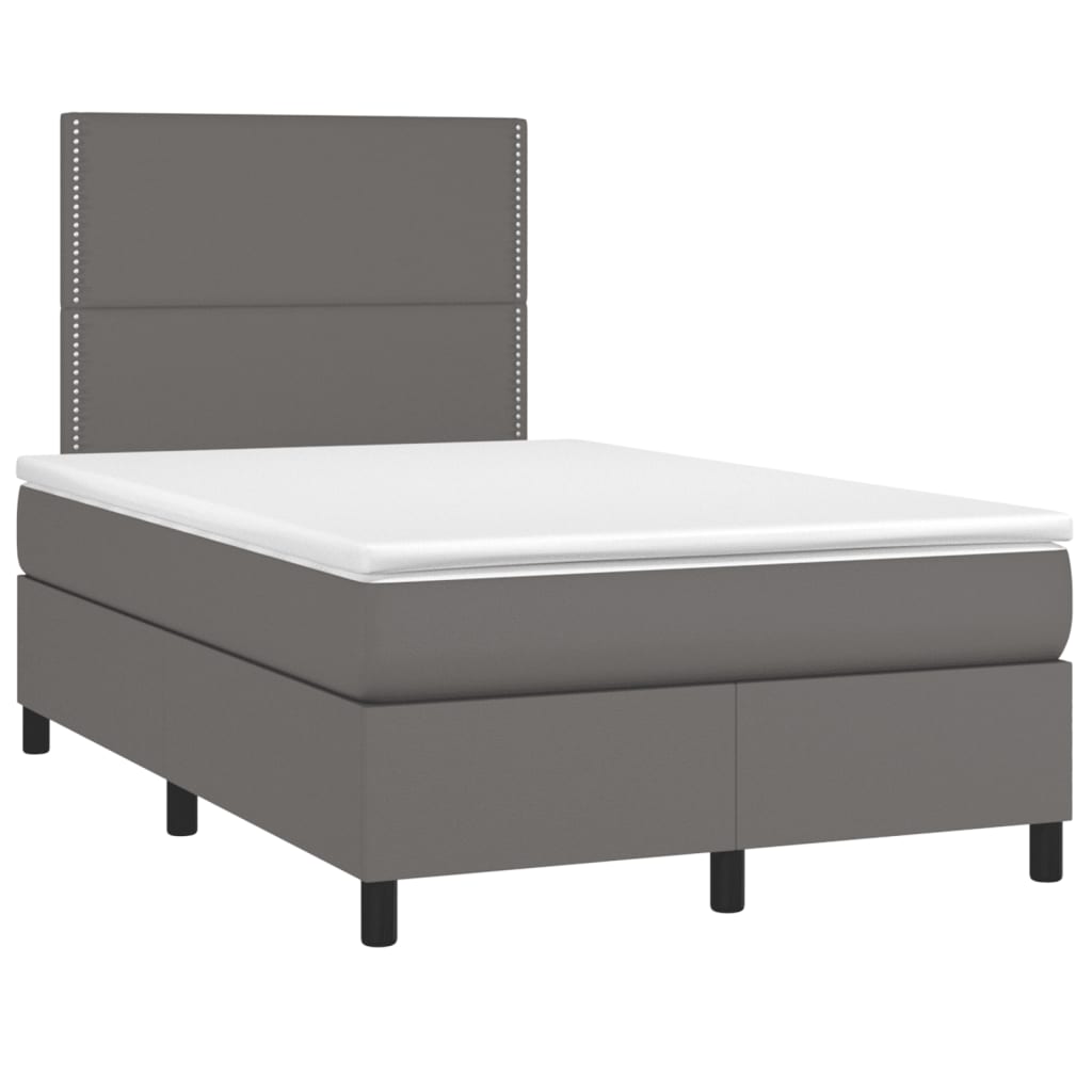 Sommier à lattes de lit avec matelas gris 120x190 cm similicuir - XIOS
