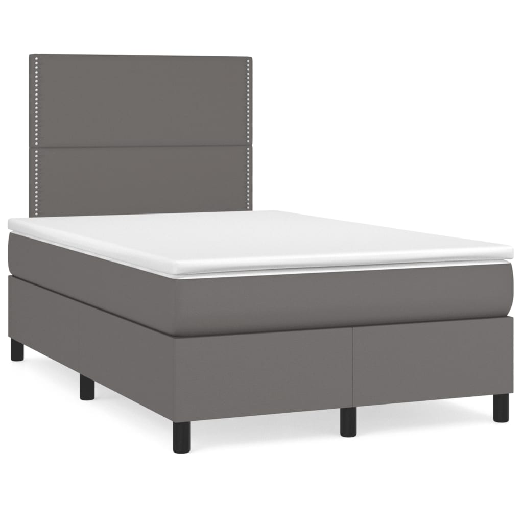 Sommier à lattes de lit avec matelas gris 120x190 cm similicuir - XIOS