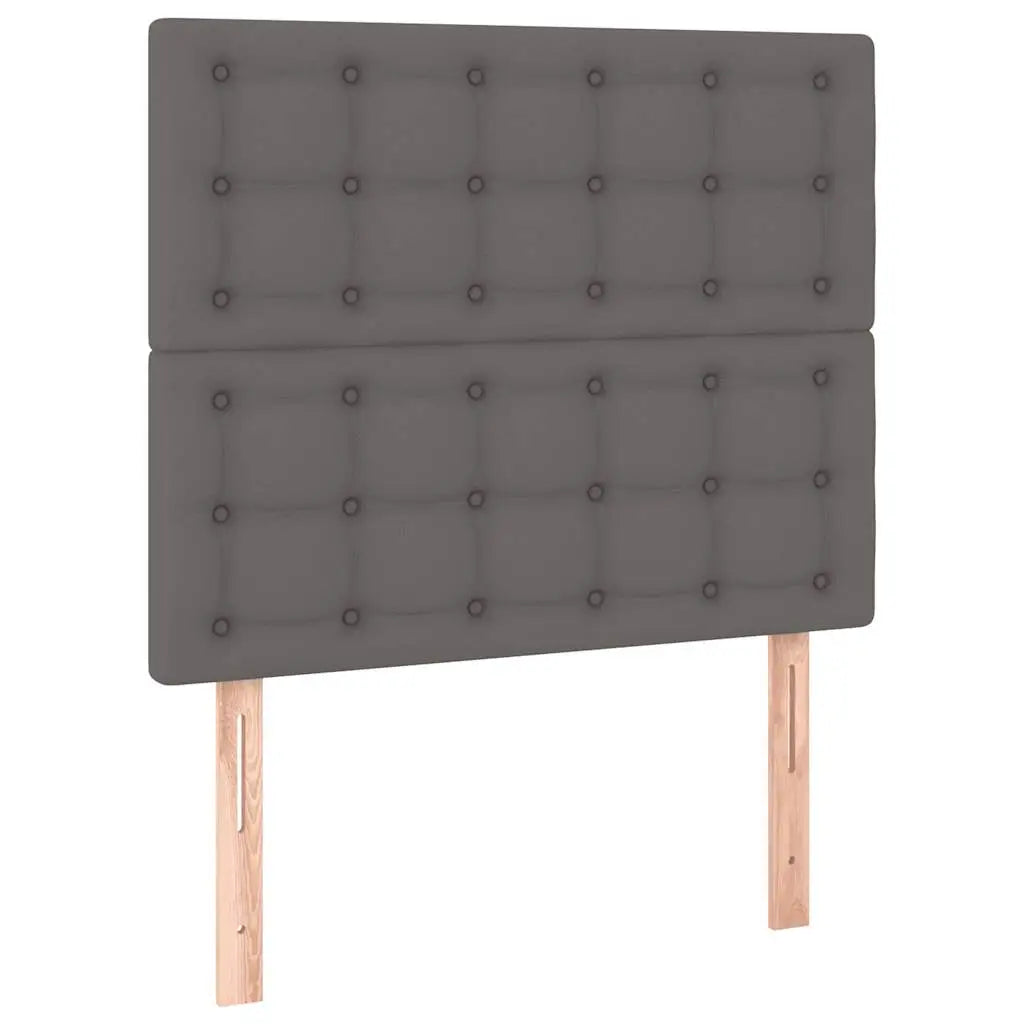 Sommier à lattes de lit avec matelas gris 120x190 cm similicuir - XIOS