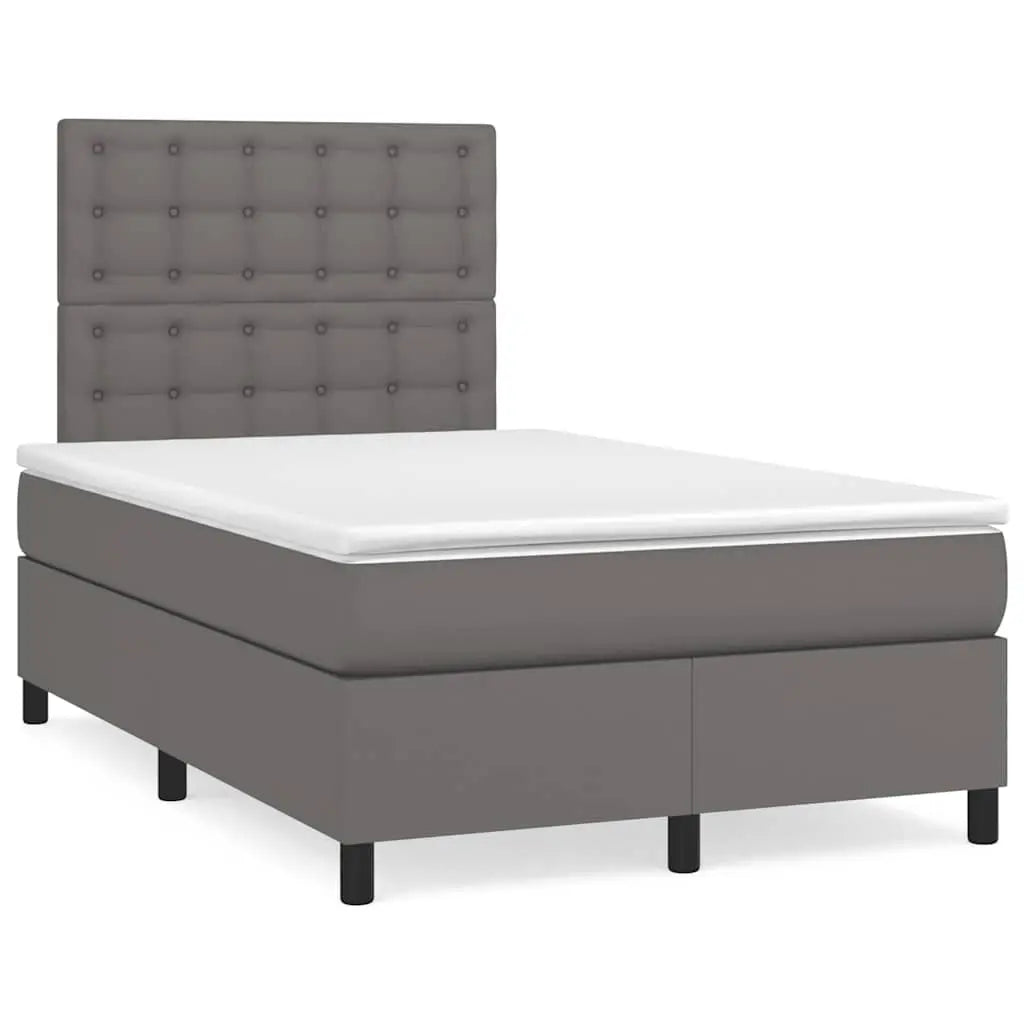 Sommier à lattes de lit avec matelas gris 120x190 cm similicuir - XIOS