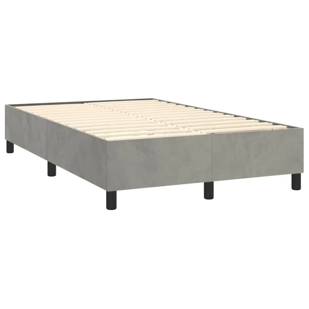 Sommier à lattes de lit et matelas gris clair 120x190cm velours - XIOS