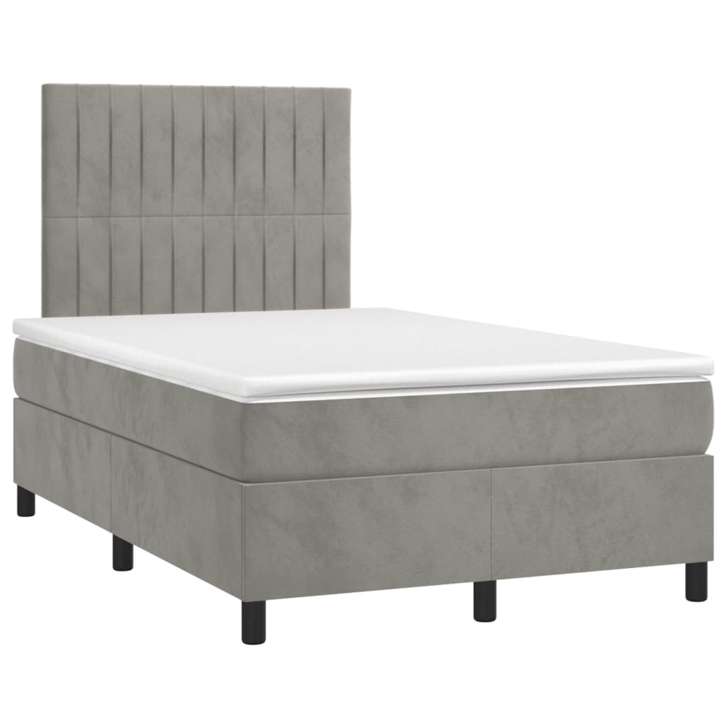 Sommier à lattes de lit et matelas gris clair 120x190cm velours - XIOS