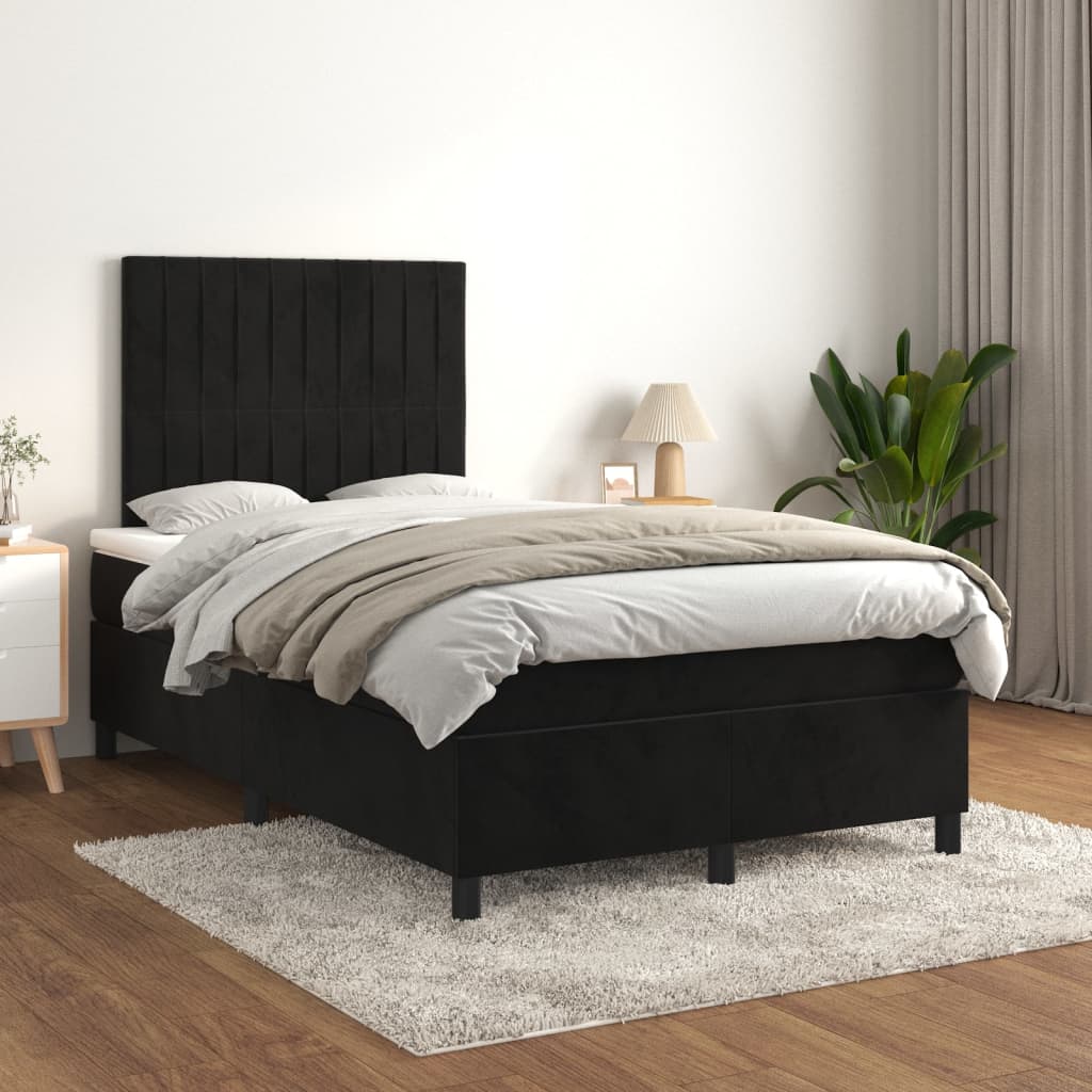 Sommier à lattes de lit avec matelas noir 120x190 cm velours - XIOS