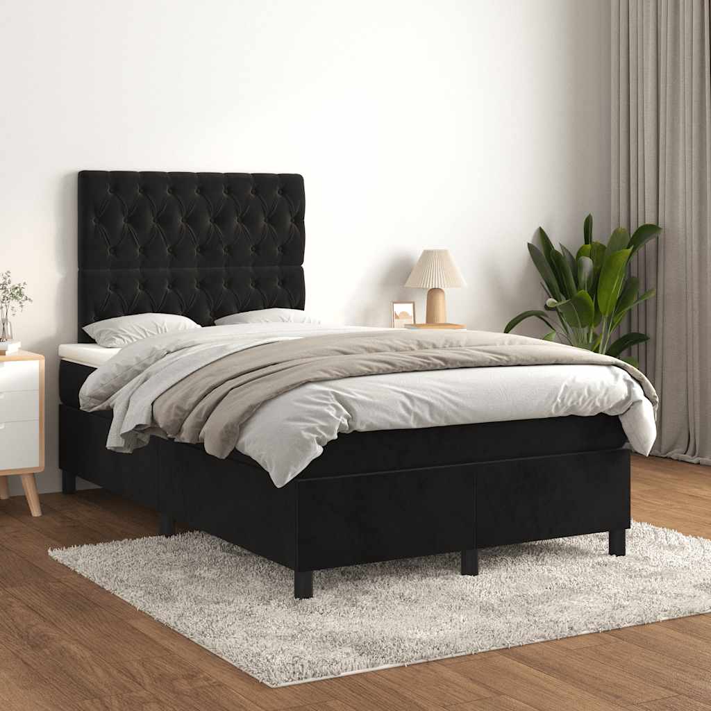 Sommier à lattes de lit avec matelas noir 120x190 cm velours - XIOS