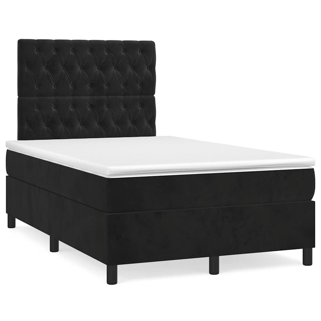 Sommier à lattes de lit avec matelas noir 120x190 cm velours - XIOS