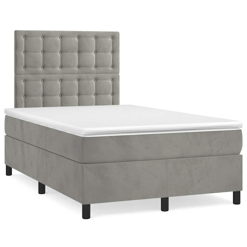 Sommier à lattes de lit et matelas gris clair 120x190cm velours - XIOS
