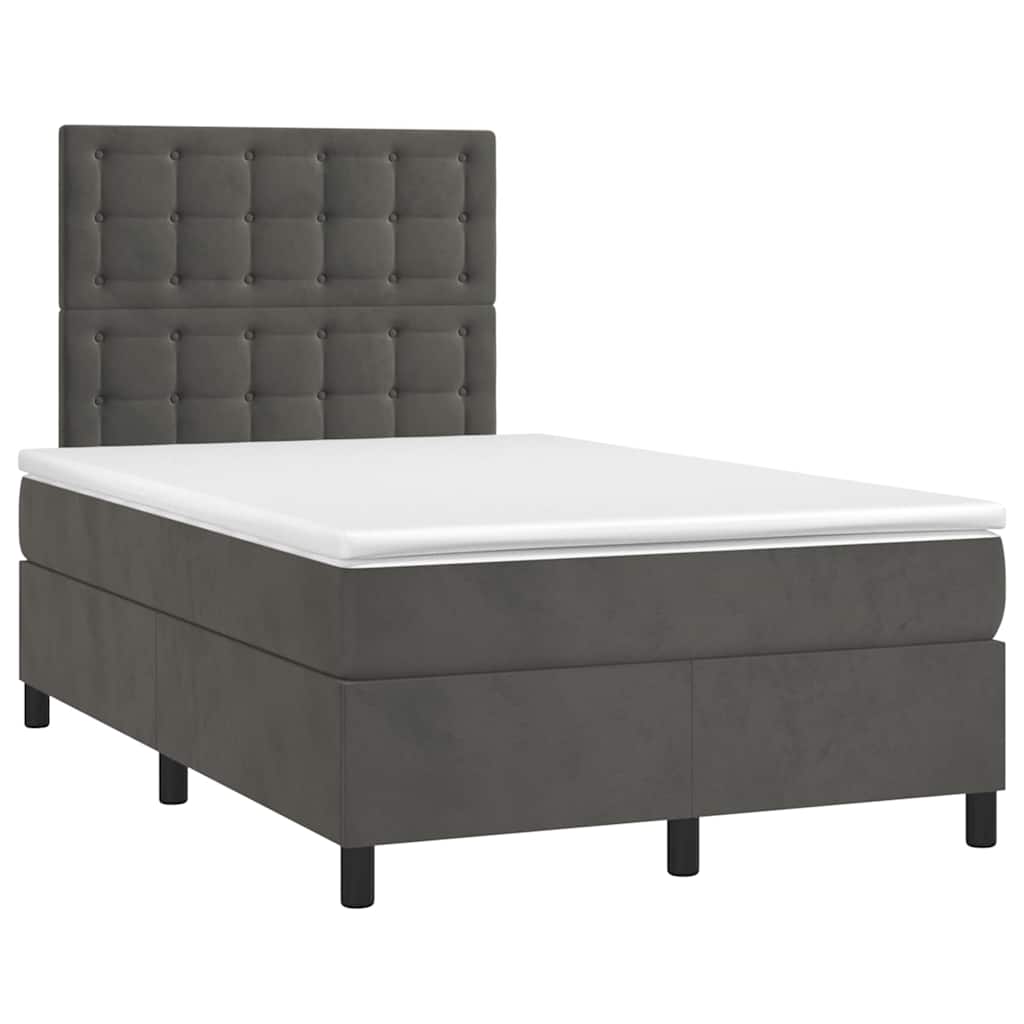 Sommier à lattes de lit et matelas gris foncé 120x190cm velours - XIOS