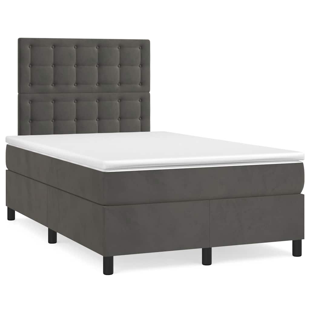 Sommier à lattes de lit et matelas gris foncé 120x190cm velours - XIOS