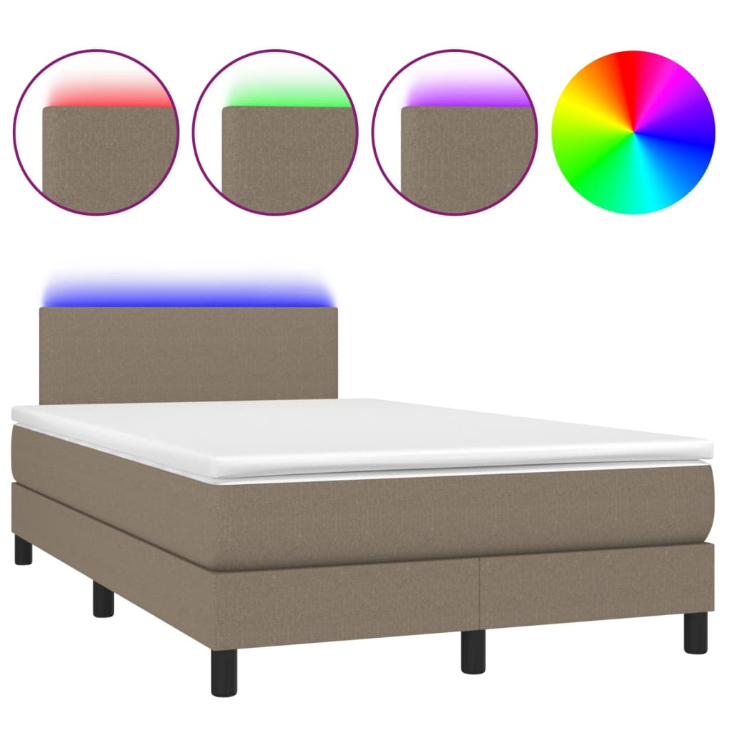 Sommier à lattes de lit matelas et LED taupe 120x190 cm tissu - XIOS