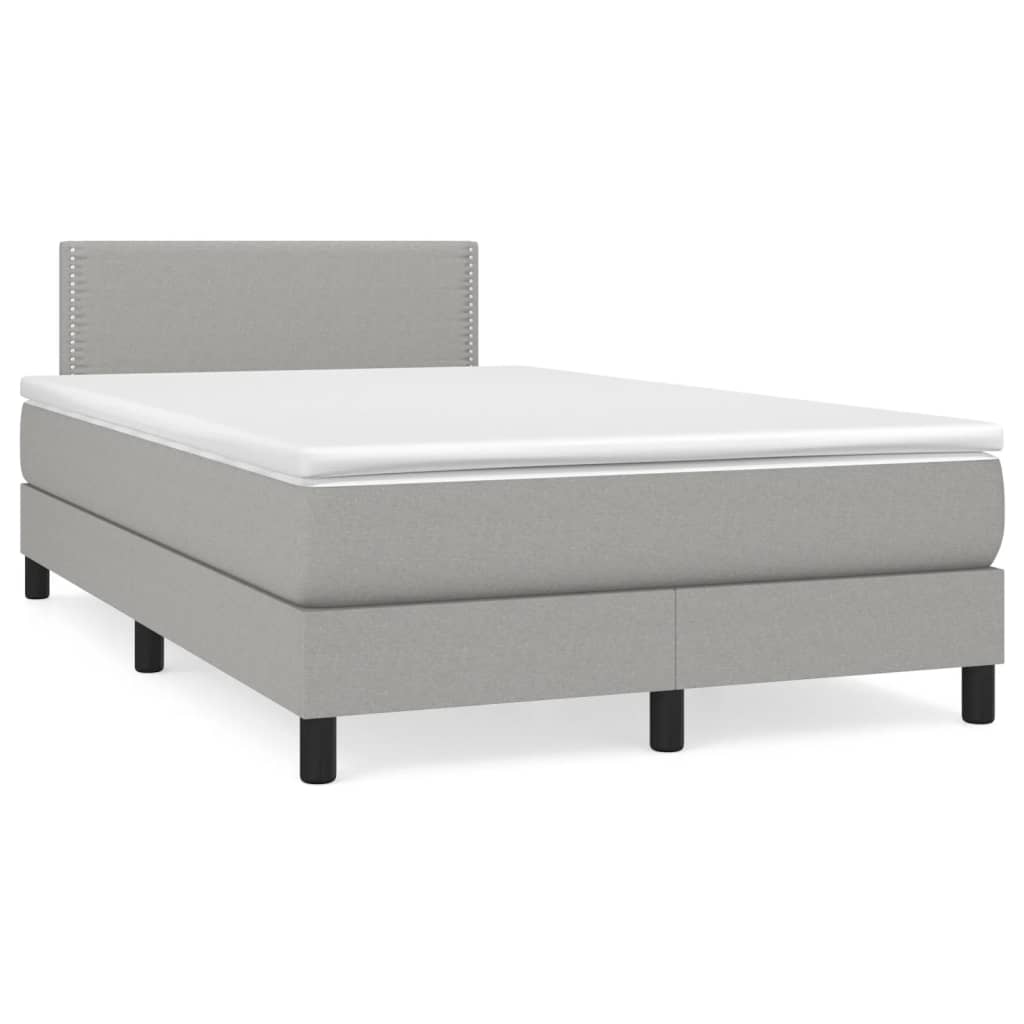 Sommier à lattes de lit matelas LED gris clair 120x190 cm tissu - XIOS