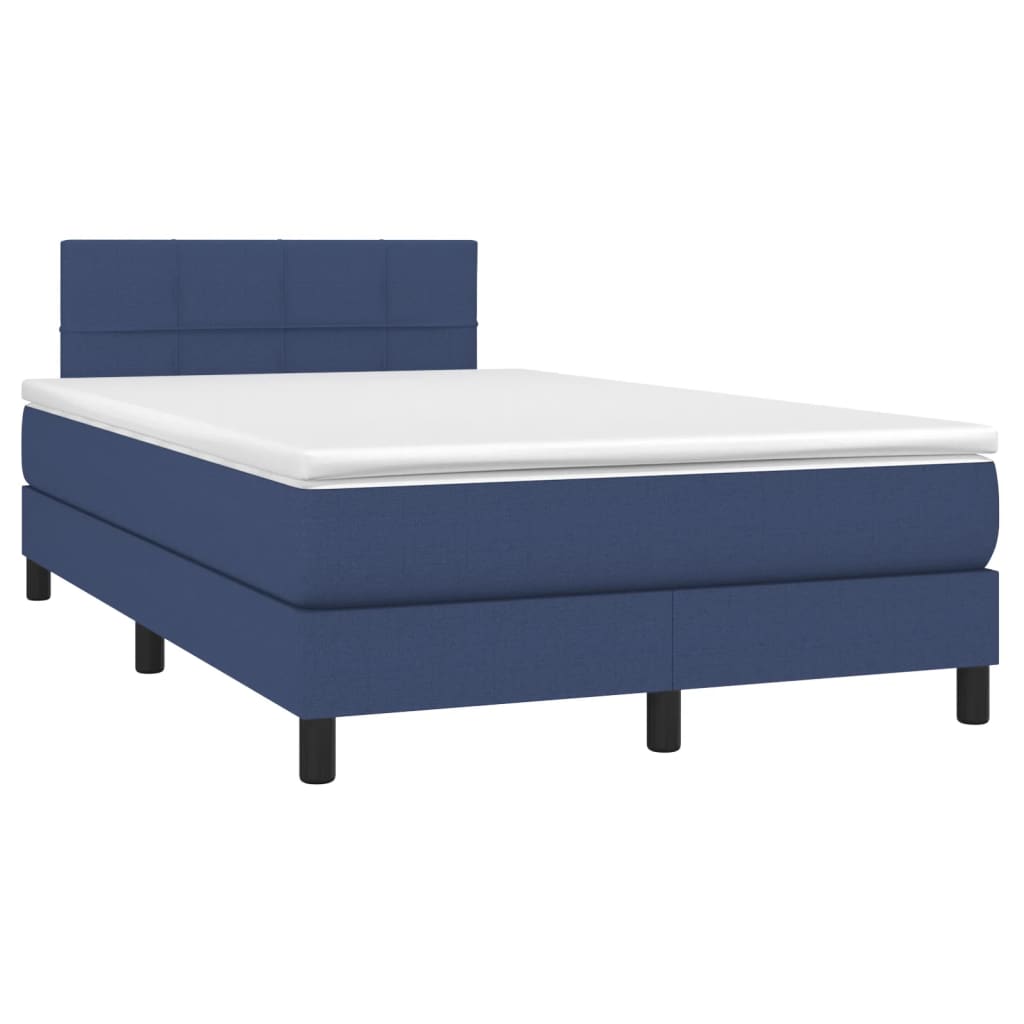 Sommier à lattes de lit matelas et LED bleu 120x190 cm tissu - XIOS