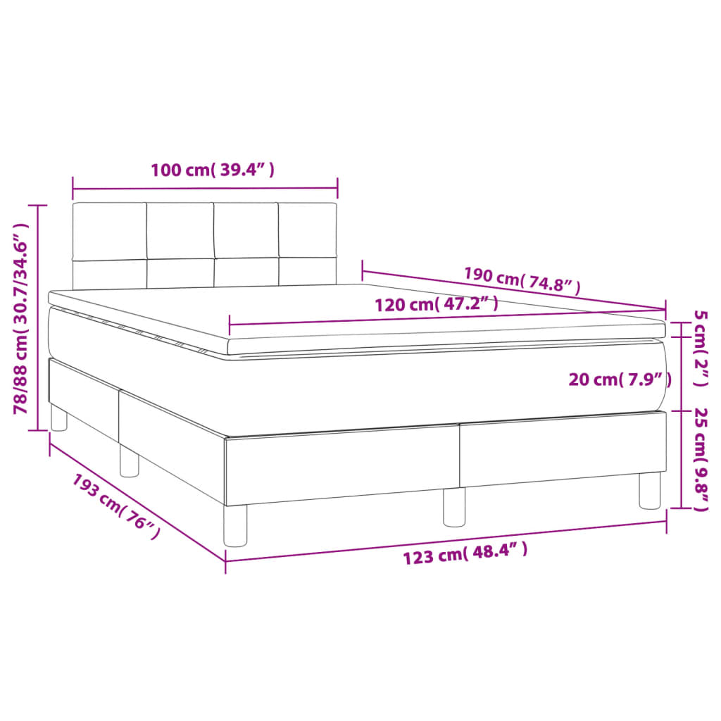 Sommier à lattes de lit matelas et LED bleu 120x190 cm tissu - XIOS