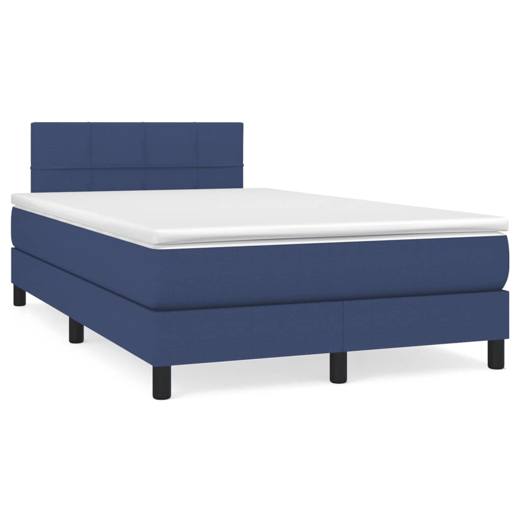 Sommier à lattes de lit matelas et LED bleu 120x190 cm tissu - XIOS