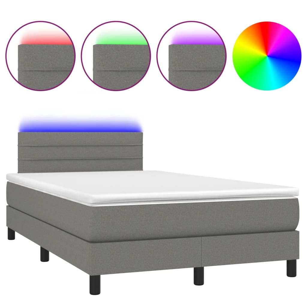 Sommier à lattes de lit matelas LED gris foncé 120x190 cm tissu - XIOS