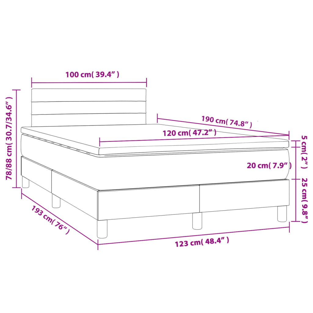 Sommier à lattes de lit matelas et LED noir 120x190 cm tissu - XIOS