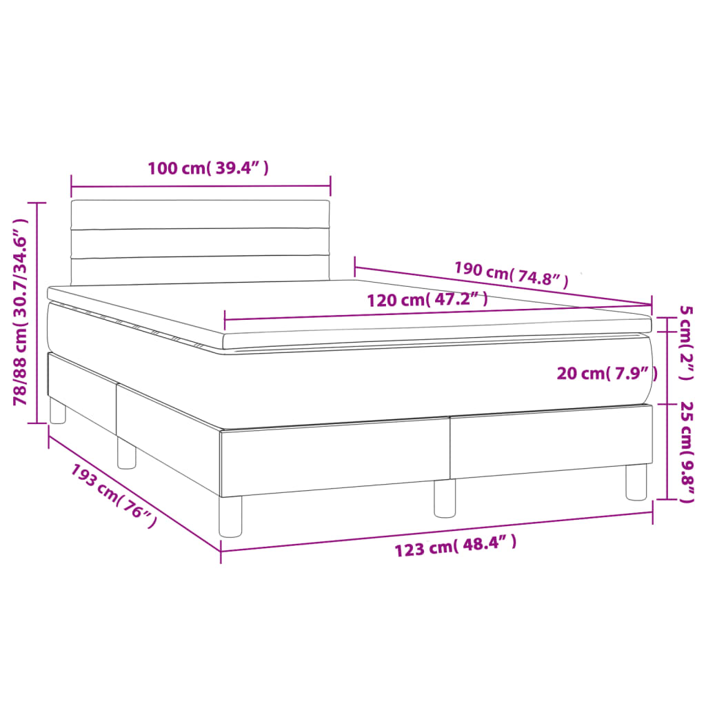 Sommier à lattes de lit matelas et LED crème 120x190 cm tissu - XIOS