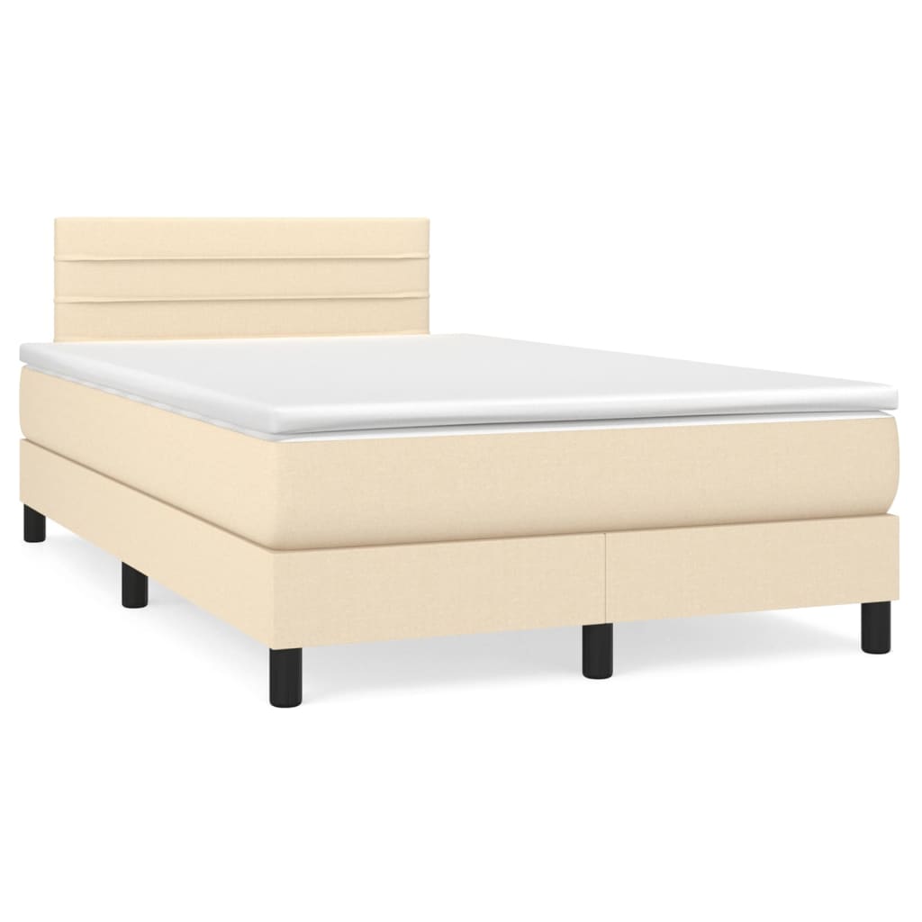 Sommier à lattes de lit matelas et LED crème 120x190 cm tissu - XIOS