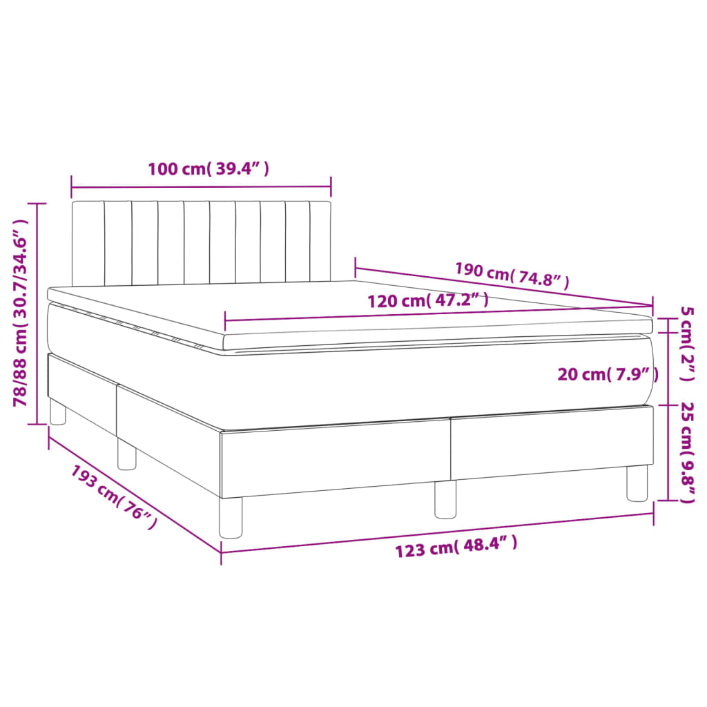 Sommier à lattes de lit matelas LED gris foncé 120x190 cm tissu - XIOS
